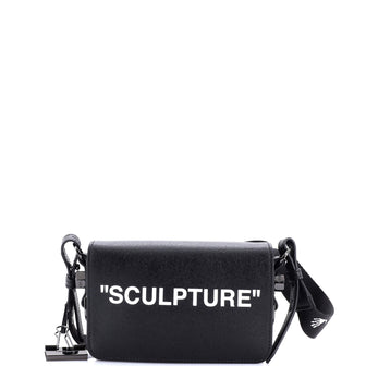 Off White Binder Clip Flap Bag Printed Leather Small