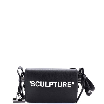 Off White Binder Clip Flap Bag Printed Leather Small