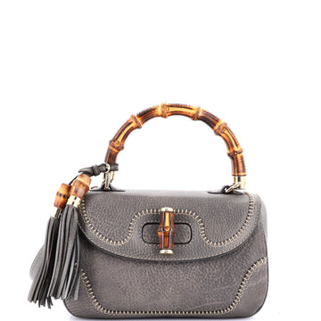 Gucci New Convertible Bamboo Top Handle Bag Leather Medium