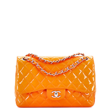 Chanel Classic Double Flap Bag Quilted Patent Jumbo
