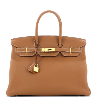Hermes Birkin Handbag Brown Togo with Gold Hardware 35