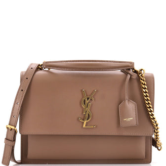Saint Laurent Sunset Top Handle Shoulder Bag Leather Medium