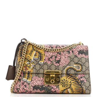 Gucci Padlock Shoulder Bag Bengal Print GG Coated Canvas Medium