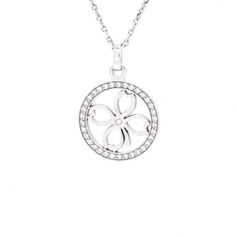 Chaumet Accroche Coeur Clover Pendant Necklace 18K White Gold and Diamonds