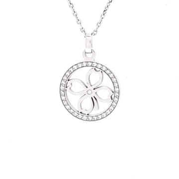 Chaumet Accroche Coeur Clover Pendant Necklace 18K White Gold and Diamonds