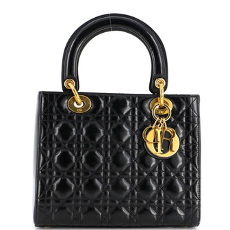Christian Dior Vintage Lady Dior Bag Cannage Quilt Patent Medium