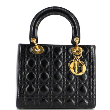 Christian Dior Vintage Lady Dior Bag Cannage Quilt Patent Medium