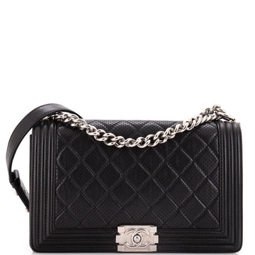 Chanel Boy Flap Bag Quilted Perforated Lambskin New Medium