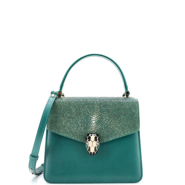 Bvlgari Serpenti Forever Top Handle Bag Leather and Stingray Small