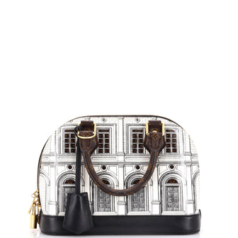 Louis Vuitton Alma Handbag Limited Edition Fornasetti Architettura Print Leather and Monogram Canvas BB