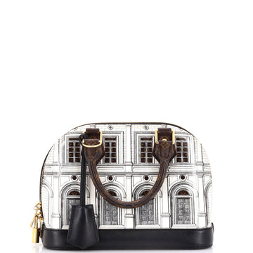 Louis Vuitton Alma Handbag Limited Edition Fornasetti Architettura Print Leather and Monogram Canvas BB