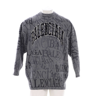 Balenciaga All Over Logo Sweater Wool Blend