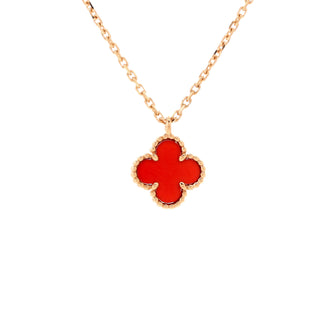 Van Cleef & Arpels Sweet Alhambra Pendant Necklace 18K Rose Gold and Carnelian