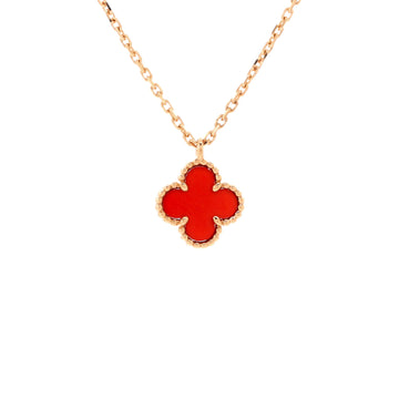 Van Cleef & Arpels Sweet Alhambra Pendant Necklace 18K Rose Gold and Carnelian