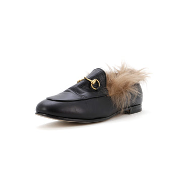 Gucci Women's Jordaan Loafers Leather with Fur