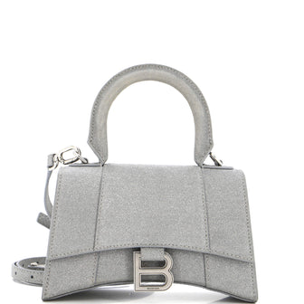 Balenciaga Hourglass Top Handle Bag Glitter Leather Small