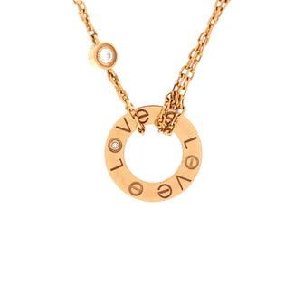Cartier 2 Diamonds Love Pendant Necklace 18K Rose Gold and Diamonds