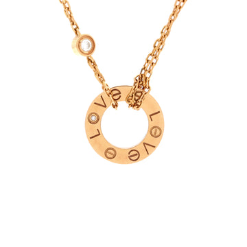 Cartier 2 Diamonds Love Pendant Necklace 18K Rose Gold and Diamonds