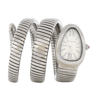 Bvlgari Serpenti Tubogas Double Spiral Quartz Watch Stainless Steel 23