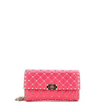 Valentino Garavani Rockstud Spike Wallet on Chain Quilted Leather Small