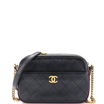 Chanel Button Up Camera Case Quilted Calfskin with Grosgrain Small