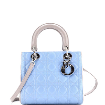 Christian Dior Bicolor Lady Dior Bag Cannage Quilt Lambskin Medium