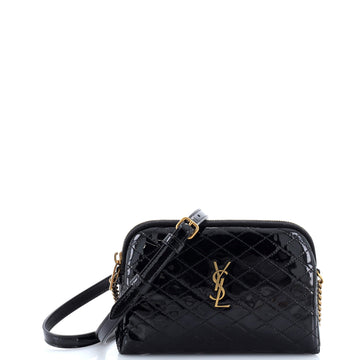 Saint Laurent Gaby Zipped Pouch Crossbody Quilted Patent