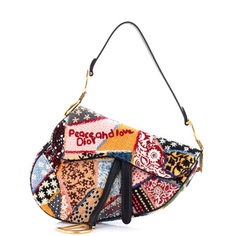 Christian Dior Peace and Love Saddle Bag Embroidered and Beaded Leather Medium