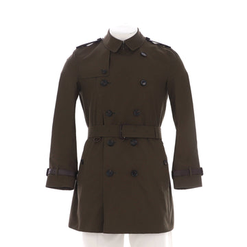 Burberry Men's Double Breasted Trench Coat Cotton with Leather