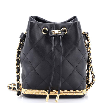 Chanel Lock Frame Bucket Bag with Chain Quilted Lambskin Small