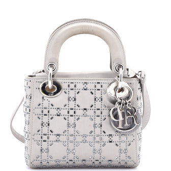 Christian Dior Lady Dior Bag Crystal Embellished Cannage Quilt Satin Mini