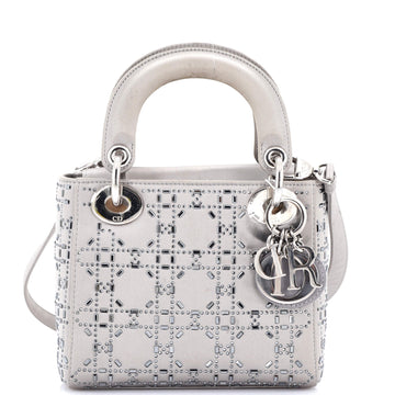 Christian Dior Lady Dior Bag Crystal Embellished Cannage Quilt Satin Mini