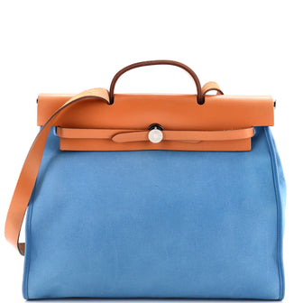 Hermes Herbag Zip Leather and Toile 39
