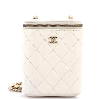 Chanel Vertical Classic Vanity Case with Chain Quilted Caviar Small