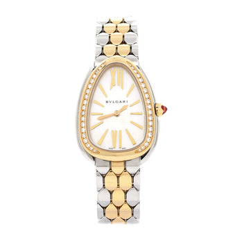 Bvlgari Serpenti Seduttori Quartz Watch Stainless Steel and Yellow Gold with Diamond Bezel and Mother of Pearl 25