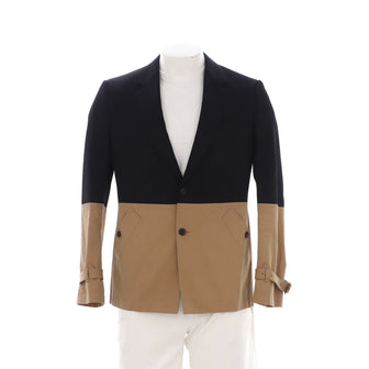 Alexander McQueen Men's Colorblock Button Up Blazer Cotton and Wool Blend