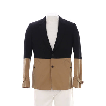 Alexander McQueen Men's Colorblock Button Up Blazer Cotton and Wool Blend