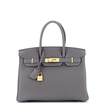 Hermes Birkin Handbag Grey Togo with Rose Gold Hardware 30