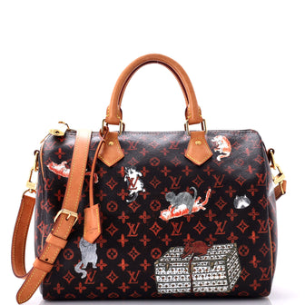 Louis Vuitton Speedy Bandouliere Bag Limited Edition Grace Coddington Catogram Canvas 30