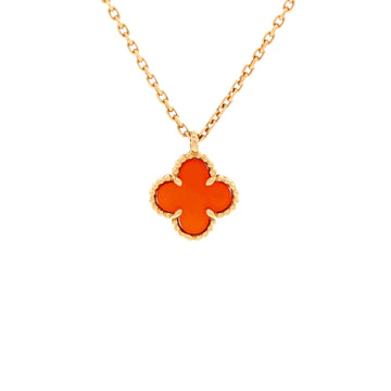 Van Cleef & Arpels Sweet Alhambra Pendant Necklace 18K Rose Gold and Carnelian
