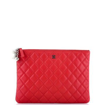 Chanel Cosmo Charms O Case Clutch Quilted Lambskin Medium