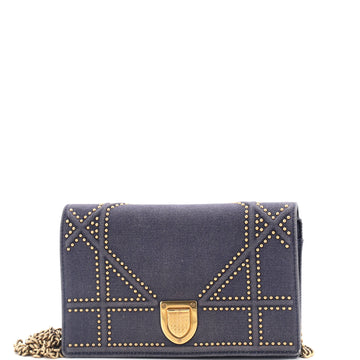Christian Dior Diorama Wallet on Chain Cannage Studded Denim