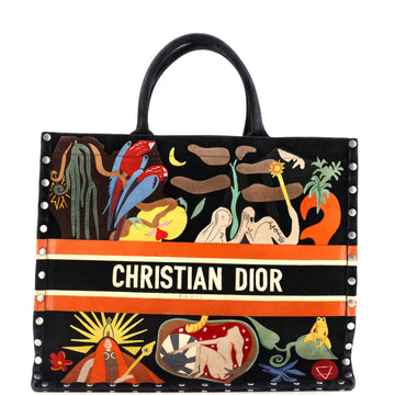 Christian Dior Book Tote Multicolor Studded Suede Large