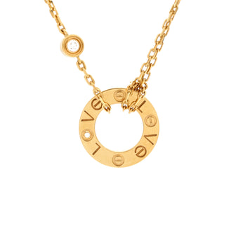 Cartier 2 Diamonds Love Pendant Necklace 18K Yellow Gold and Diamonds