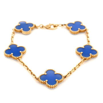 Van Cleef & Arpels Vintage Alhambra 5 Motifs Bracelet 18K Yellow Gold and Agate