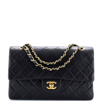 Chanel Vintage Classic Double Flap Bag Quilted Lambskin Medium