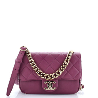 Chanel Chain Handle CC Flap Bag Quilted Caviar with Studded Detail Small