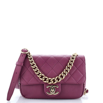 Chanel Chain Handle CC Flap Bag Quilted Caviar with Studded Detail Small