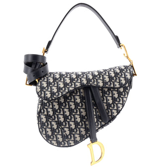 Christian Dior Saddle Handbag with Strap Oblique Canvas Medium