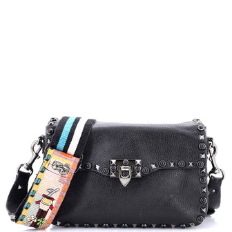 Valentino Garavani Rolling Rockstud Crossbody Bag Leather with Cabochons Medium